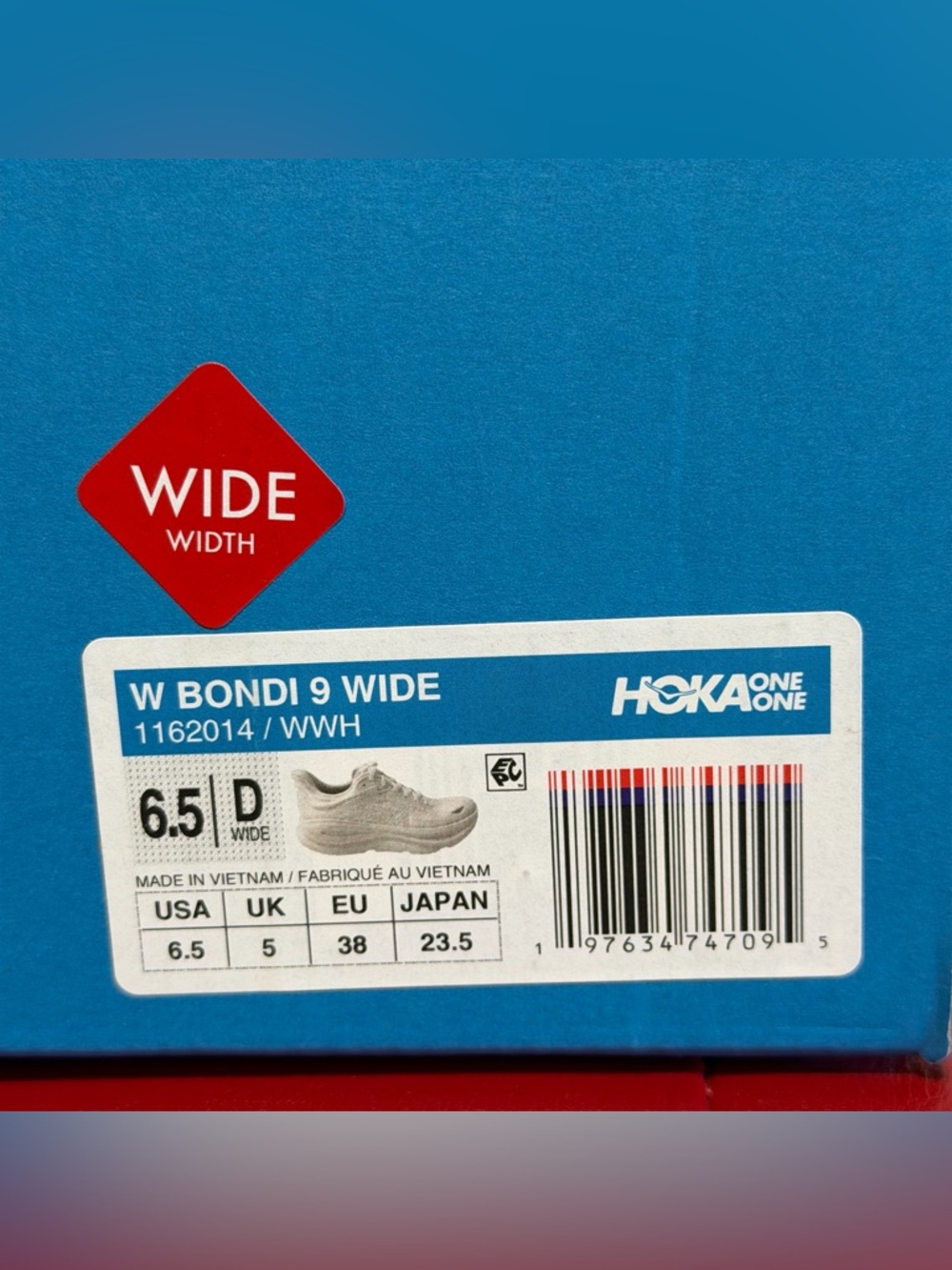 HOKA Women's Bondi 9 Wide Width White 1162014/ WWH, NEW WITH BOX,Sizes 6.5 & 8.5 - Picture 8 of 13